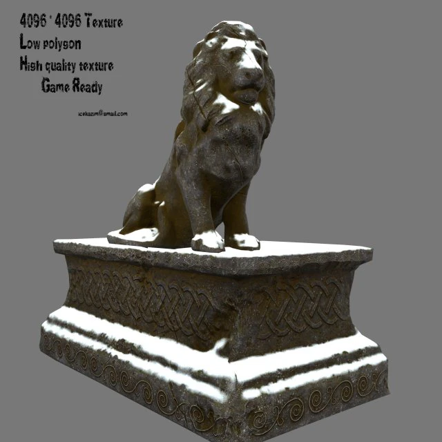 lion statue 3D Model .c4d .max .obj .3ds .fbx .stl .blend 