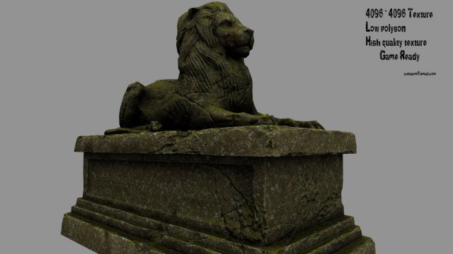 lion statue Model 3D .c4d .max .obj .3ds .fbx .stl .blend 