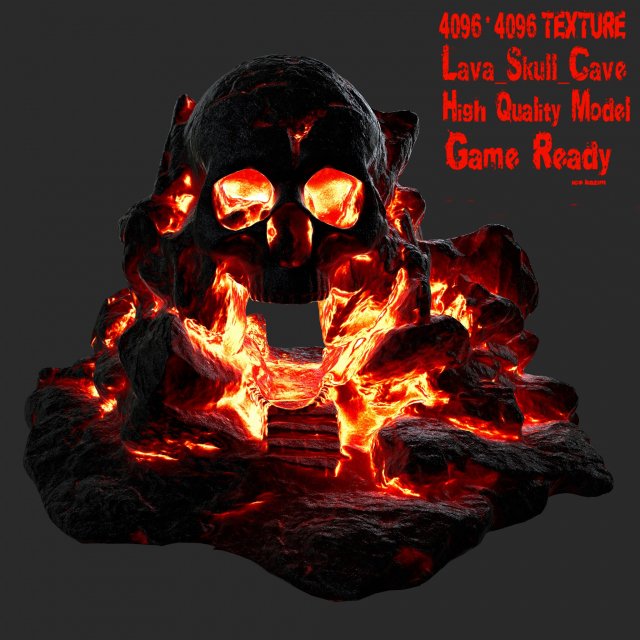 fire skull cave Modelo 3D .c4d .max .obj .3ds .fbx .stl .blend 