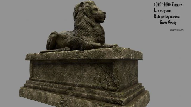 lion staue 3D Model .c4d .max .obj .3ds .fbx .stl .blend 
