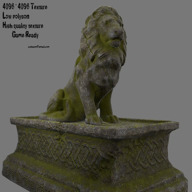 lion staue 01 3D Model .c4d .max .obj .3ds .fbx .stl .blend 