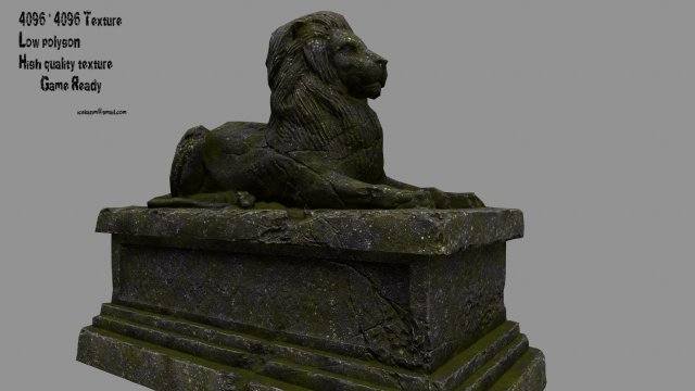lion staue 01 Model 3D .c4d .max .obj .3ds .fbx .stl .blend 