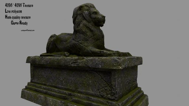 lion staue 01 3D Model .c4d .max .obj .3ds .fbx .stl .blend 
