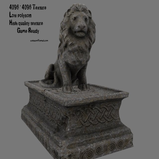 lion staue 01 Model 3D .c4d .max .obj .3ds .fbx .stl .blend 