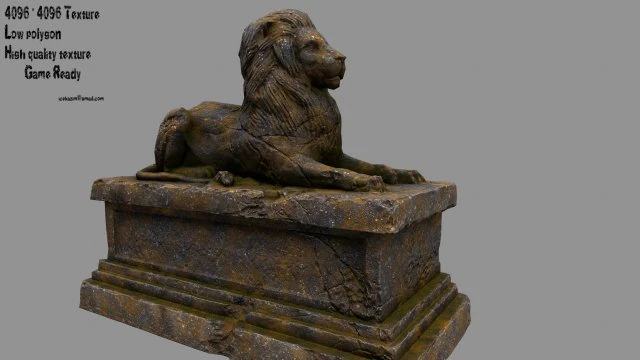 lion statue 3D Model .c4d .max .obj .3ds .fbx .stl .blend