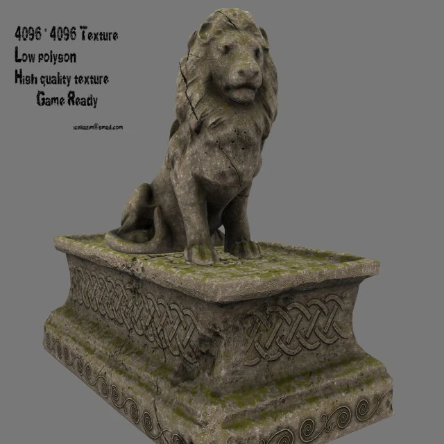 lion statue 3D Model .c4d .max .obj .3ds .fbx .stl .blend 