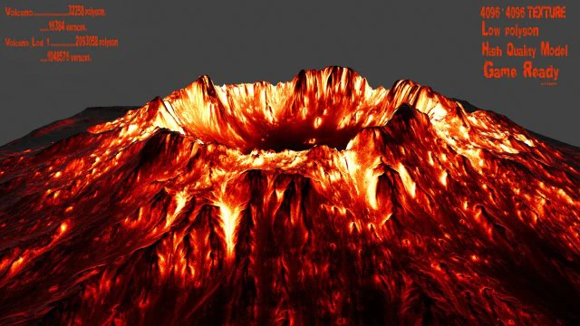 volcano 3D Model .c4d .max .obj .3ds .fbx .stl .blend 