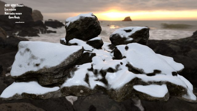 snow rocks 3Dモデル .c4d .max .obj .3ds .fbx .stl .blend 