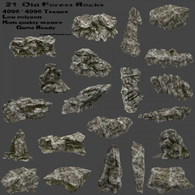 old forest rock 3D Model .c4d .max .obj .3ds .fbx .stl .blend 