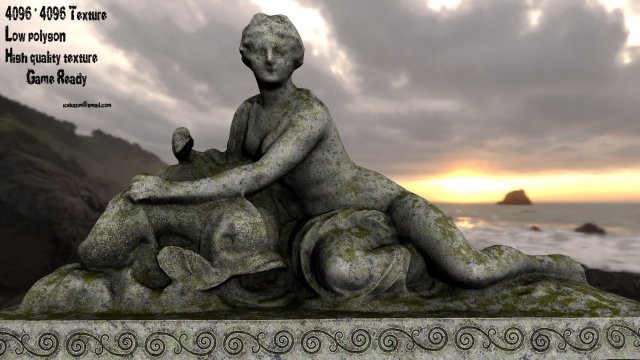 woman statue 3D Model .c4d .max .obj .3ds .fbx .stl .blend