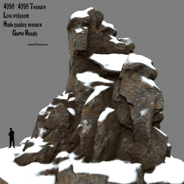 snow rocks 3D Model .c4d .max .obj .3ds .fbx .stl .blend 