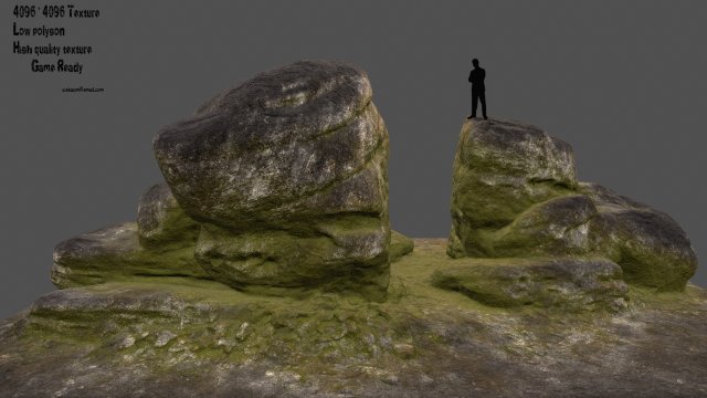mossy rocks 3Dモデル .c4d .max .obj .3ds .fbx .stl .blend 