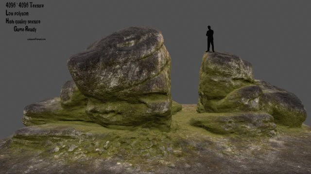 mossy rocks 3D Model .c4d .max .obj .3ds .fbx .stl .blend 