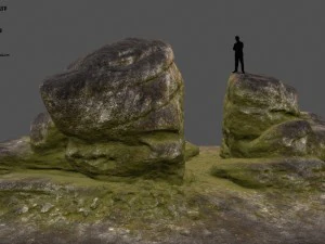 长满青苔的岩石 3D 模型