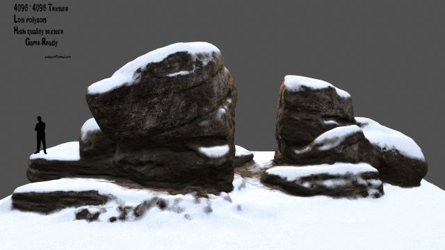 snow rocks 3D Модель .c4d .max .obj .3ds .fbx .stl .blend