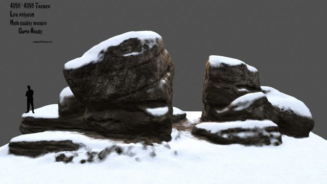 snow rocks 3D Model .c4d .max .obj .3ds .fbx .stl .blend 