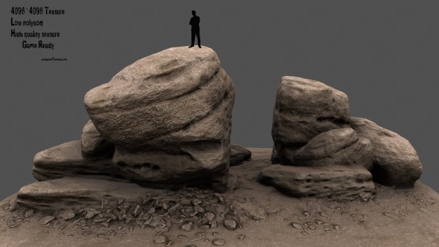 desert rocks Model 3D .c4d .max .obj .3ds .fbx .stl .blend 