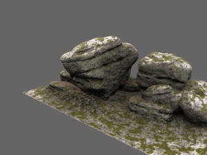 mossy rocks Model 3D