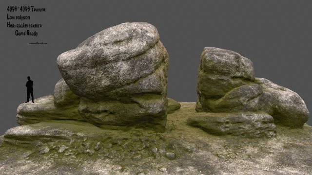 mossy rocks 3D Model .c4d .max .obj .3ds .fbx .stl .blend 