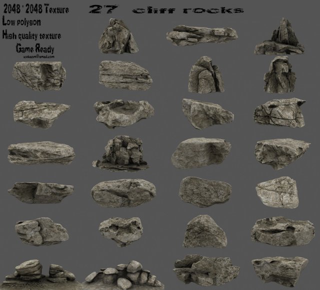 cliff rock 3D 模型 .c4d .max .obj .3ds .fbx .stl .blend
