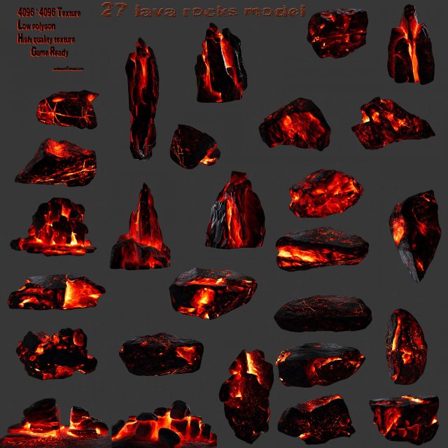 lava rocks Modelo 3D .c4d .max .obj .3ds .fbx .stl .blend 