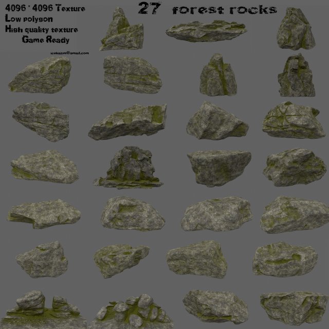 forest rocks 1 Model 3D .c4d .max .obj .3ds .fbx .stl .blend 
