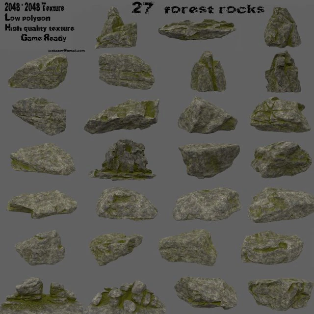 forest rocks set 3D Model .c4d .max .obj .3ds .fbx .stl .blend 