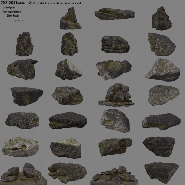 old cliff rocks 2 3D Modell .c4d .max .obj .3ds .fbx .stl .blend 