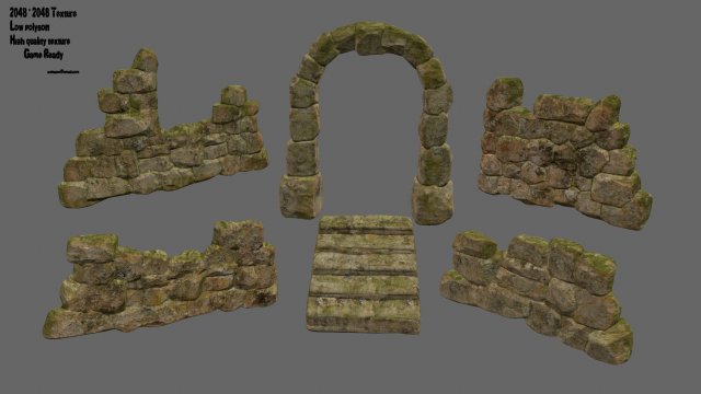 wall set 3Dモデル .c4d .max .obj .3ds .fbx .stl .blend 