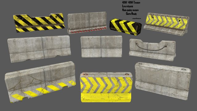 barrier set 4 3D 模型 .c4d .max .obj .3ds .fbx .stl .blend 