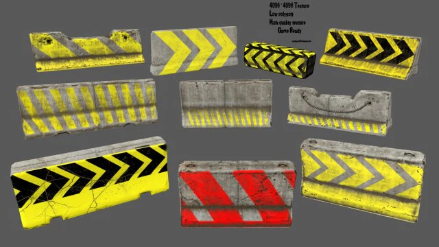barrier set 3 3D Model .c4d .max .obj .3ds .fbx .stl .blend 
