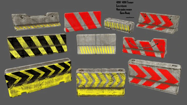 barrier set 2 3D Model .c4d .max .obj .3ds .fbx .stl .blend