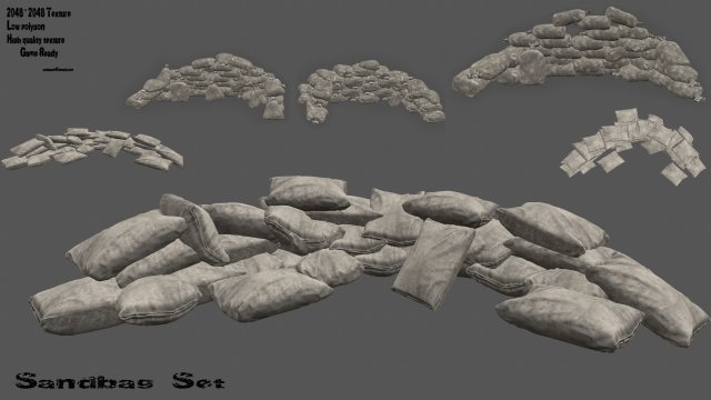 sandbag 3D Model .c4d .max .obj .3ds .fbx .stl .blend 