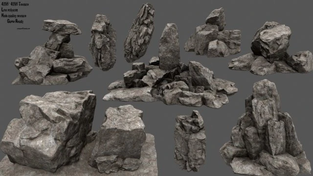 desert rocks 3D Model .c4d .max .obj .3ds .fbx .stl .blend 