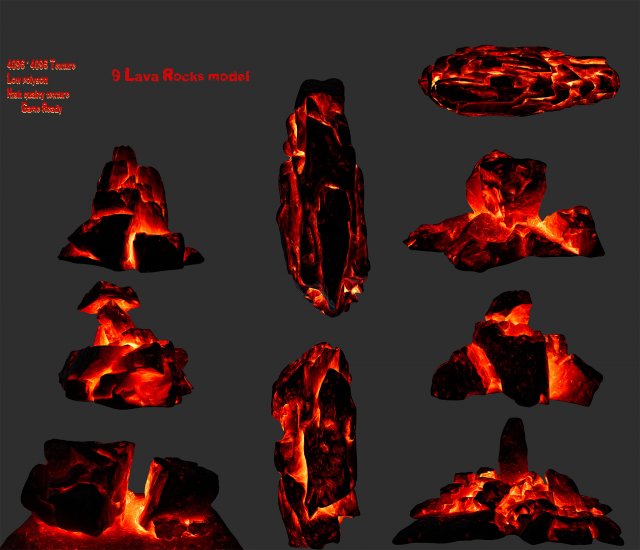 lava rocks 3D मॉडल .c4d .max .obj .3ds .fbx .stl .blend 