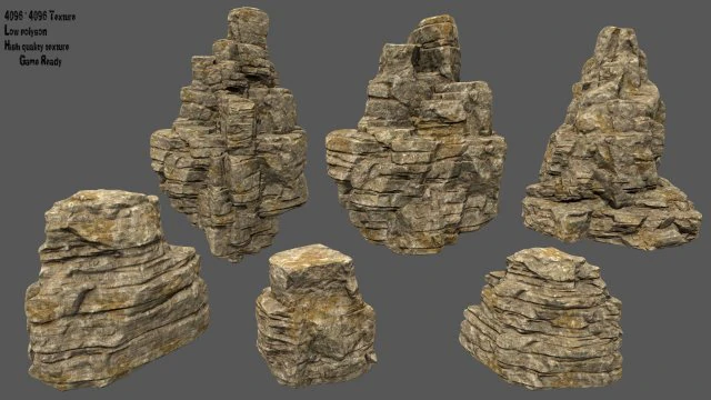 desert rocks 3D Model .c4d .max .obj .3ds .fbx .stl .blend 