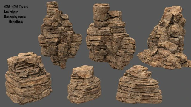 desert rocks 3D Model .c4d .max .obj .3ds .fbx .stl .blend 
