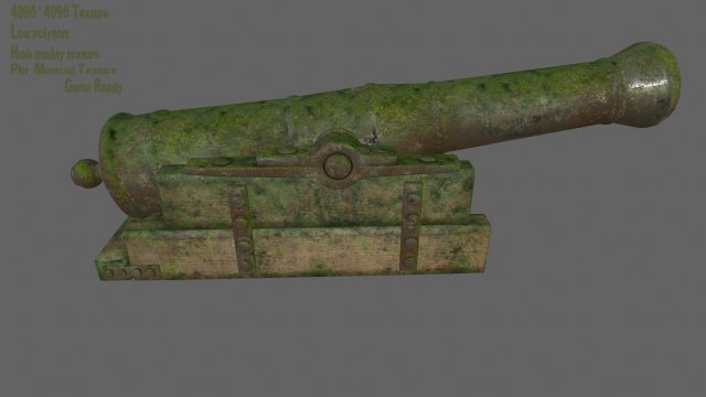 mossy canon Model 3D .c4d .max .obj .3ds .fbx .stl .blend 