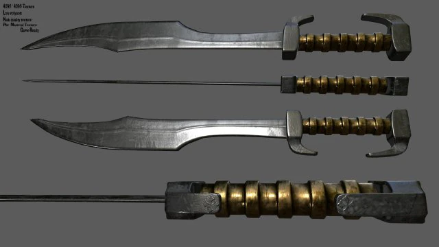 pedang Model 3D .c4d .max .obj .3ds .fbx .stl .blend 