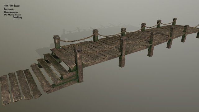wooden pier 3D Модель .c4d .max .obj .3ds .fbx .stl .blend 