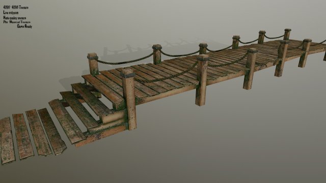 wooden pier 3D 模型 .c4d .max .obj .3ds .fbx .stl .blend