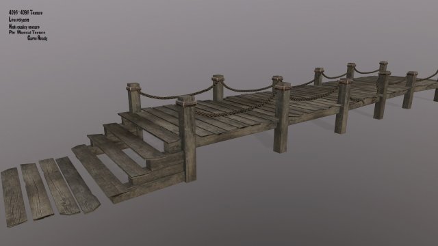 wooden pier 3D Модель .c4d .max .obj .3ds .fbx .stl .blend 
