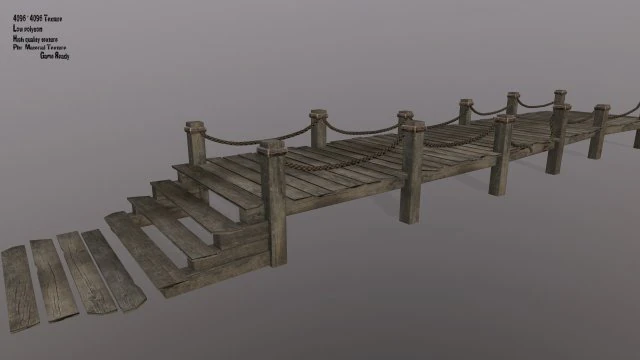 wooden pier 3D Model .c4d .max .obj .3ds .fbx .stl .blend 