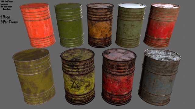 barrel set 3D Model .c4d .max .obj .3ds .fbx .stl .blend 