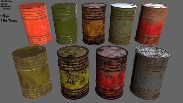 barrel set 3D Model .c4d .max .obj .3ds .fbx .stl .blend 