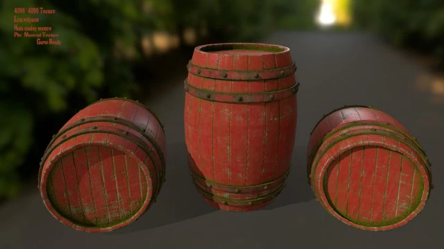woodbarrel 3D Model .c4d .max .obj .3ds .fbx .stl .blend 