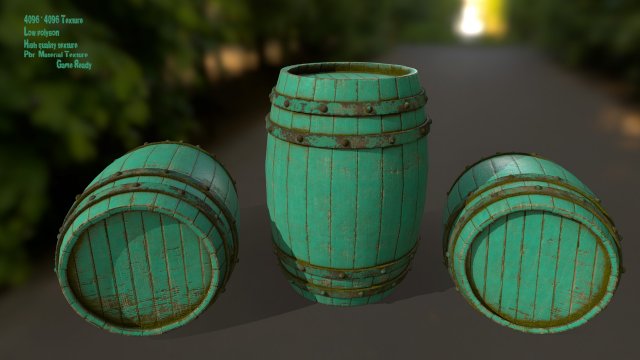 woodbarrel 3D Model .c4d .max .obj .3ds .fbx .stl .blend 