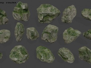 mossy rocks 3D Model