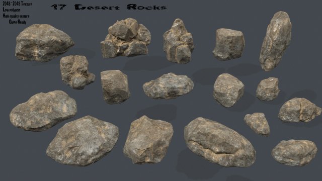 desert rocks 3D Model .c4d .max .obj .3ds .fbx .stl .blend 