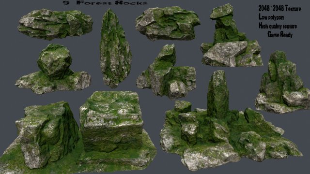forest rocks 3D Model .c4d .max .obj .3ds .fbx .stl .blend 